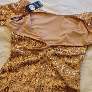 BooHoo Mini Sequence Dress rose gold